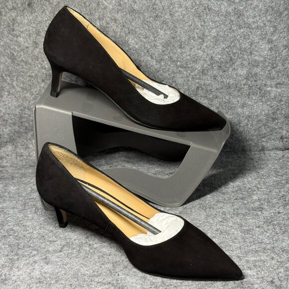 Talbots Erica 50 Pumps - Size 6 - Black Suede Pointy Toe Shoes - Made In Brazil - Picture 3 of 13